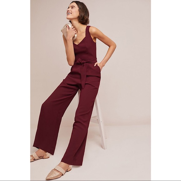 Anthropologie The Essential Jumpsuit Maroon 16 - Picture 2 of 7